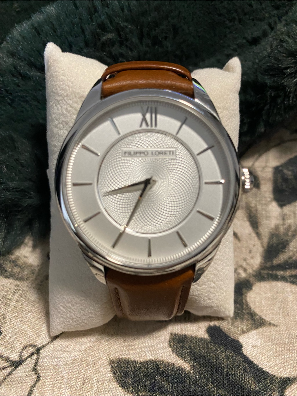 Filippo Loreti Mens Silver Dial Brown Leather Watch